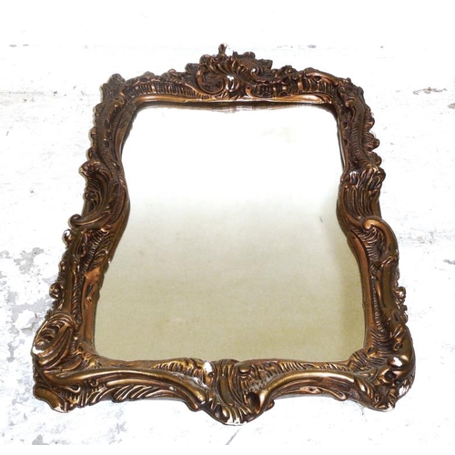 32 - Cartouche Shaped Gilt Framed Plaster Wall Mirror (FWL)