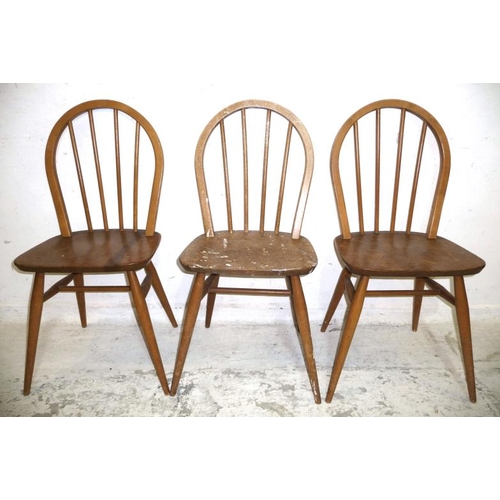 74 - 3 Hoop Back Stick Back Beech Kitchen Chairs (A12)