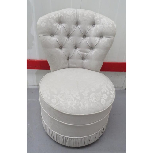 42 - Circular Seated Upholstered Bedroom Chair with buttoned back (FWR)