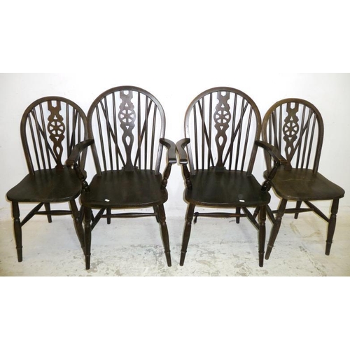 26 - Draught Wheel Back Dining Chairs (2 carver + 2 side) (4) (FWR)