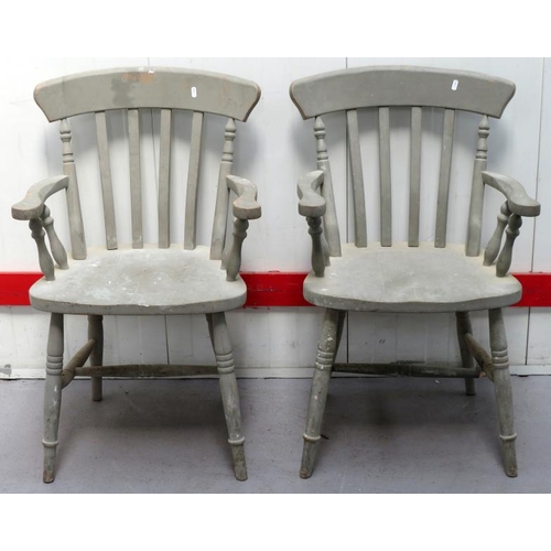 10 - 2 Painted Wooden Armchairs (A10+11)