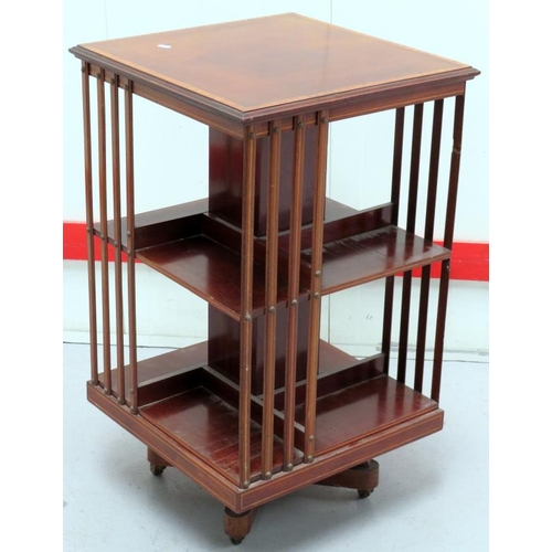 24 - Mahogany Revolving Bookcase with satinwood banding (R)