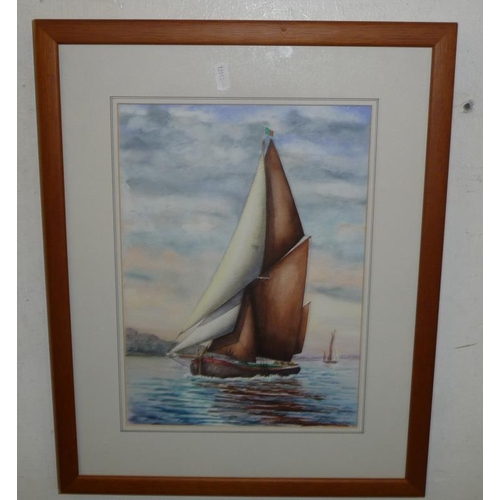 359 - F/g Watercolour Sailing Barge, signed L. Cheeseman.(A5)