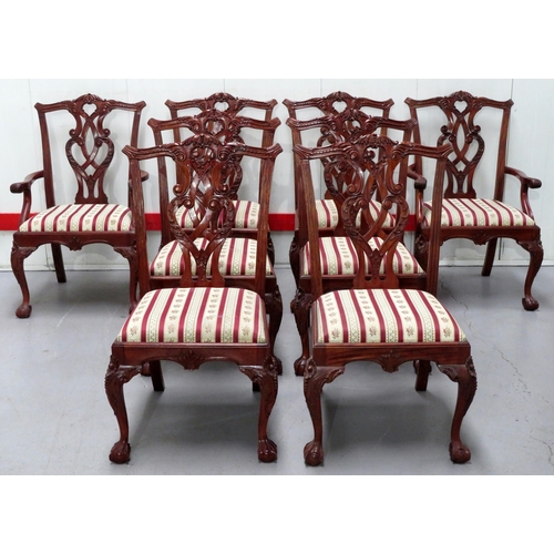 14 - St of 8 Reproduction Chippendale Style Chairs With Ball and Claw Cabriole  carved supports 2 Carvers... 