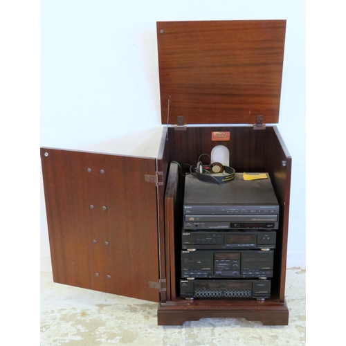 34 - Audio Cabinet containing Sony CD player CDP-C500M, tuner FM/AM ST-V7015, twin tape deck TC-V701, Equ... 