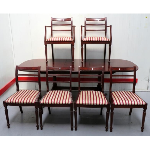 54 - D-End Reproduction Mahogany Dining Table with set of 6 (4 +2) matching chairs (A2/3F)