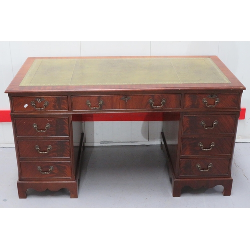 98 - Pedestal Desk with green tooled-leather top (A10/11)