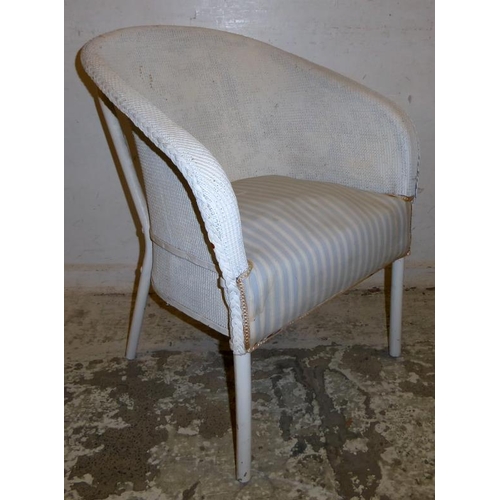 21 - Lloyd Loom Style Open Chair, painted upholstered seat (FWR)