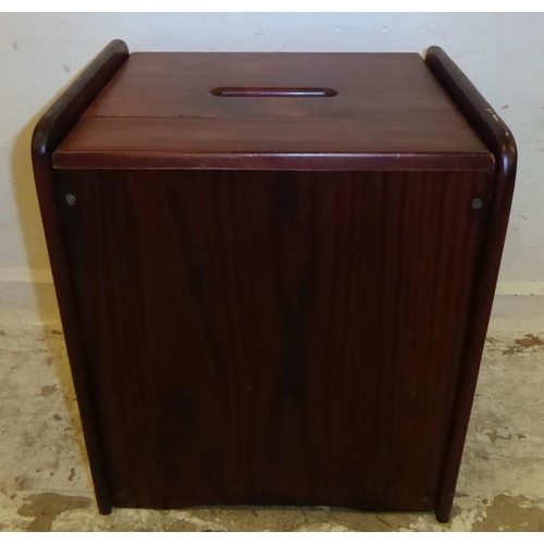 23 - Stained Wooden Seat/Storage box with lift off cover, carrying handles to side (FWR/A14)