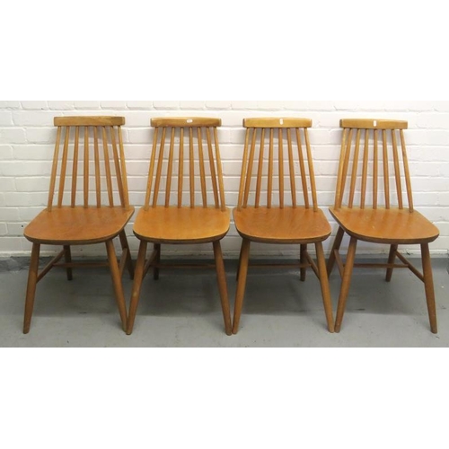 54 - 4 Ercol Style Stick Back Chairs with narrow top rail (A8)