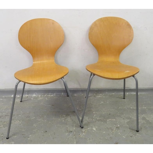 117A - Pair of Plywood Ant Style Chairs with tubular metal frames (2) (FWR)