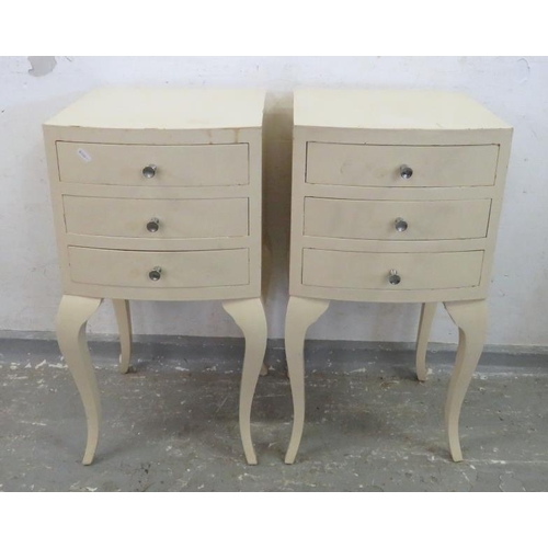 105 - Pair Cream Painted Bedside Cabinets on tall supports approx. 34.5cm W x 31cm D x 69cm H (2) (BWR)