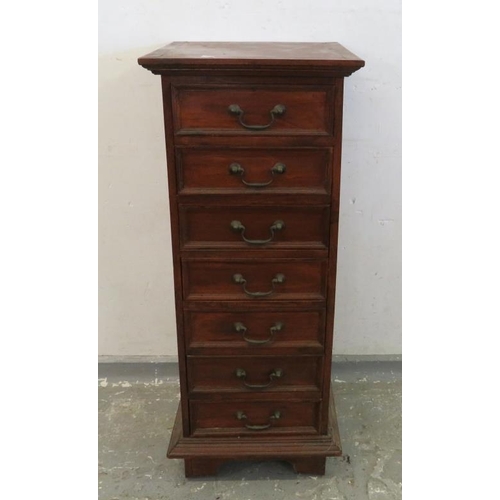 28 - Narrow Chest of Drawers, 7 drawers with brassed swan neck handles approx. 41cm W x 100cm H x 40cm D ... 