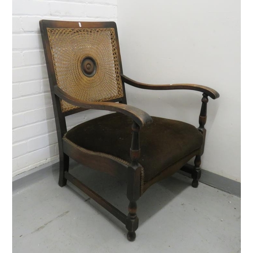 33 - Art Deco Style Bergere Armchair with low seat, seat approx. 40cm from ground, 66cm D x 90cm back hei... 