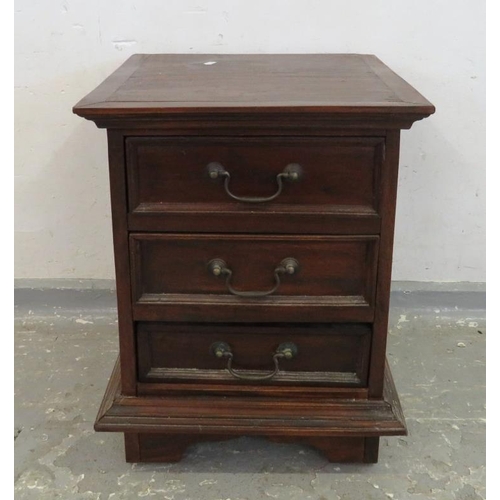 36 - 3 Drawer Dark Stained Chest of Drawers approx. 40cm W x 40cm D x 50cm H (A8)