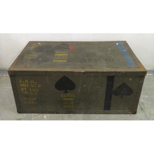 66 - Metal Military Style Packing Case with markings incl. USAAF AMAHA 50032 etc. approx. 95cm x 42cm x 5... 