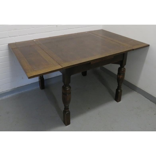 75 - Oak Draw Leaf Dining Table approx. 91cm x 91cm unextended (with extra leaf) on bold turned supports ... 