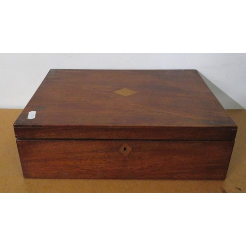 86 - Mahogany Work Box, hinged cover, internal divided tray (A2)