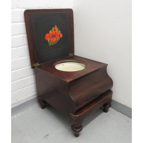 136 - Victorian Serpentine Fronted Step Commode with liner on raised bun turned supports, approx. 45cm x 4... 