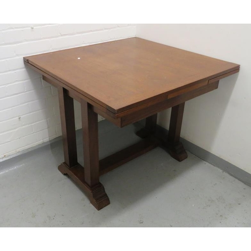 119 - Draw Leaf Table with ski style supports, flat section stretcher