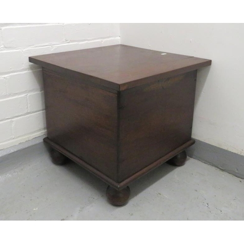 138 - Square Mahogany Commode with hinged cover, ball supports (A8)