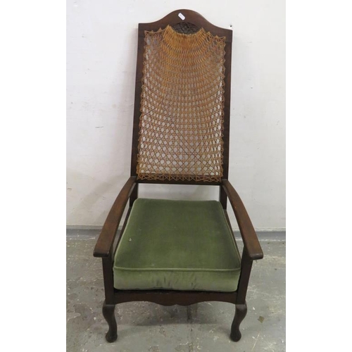 34 - Caned Backed Low Armchair approx. 114cm H x 50cm W (A3)