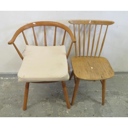 25 - 2 Stick Back Kitchen Chairs, 1 with bow back (2) (A4)