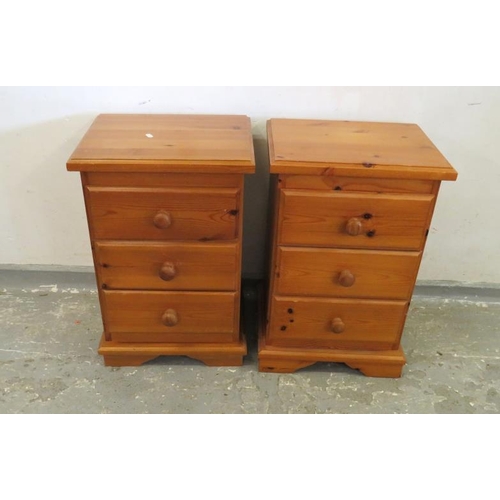 5 - Pair of Pine Bedside Cabinets with 3 drawers approx. 41cm x 35cm x 62cm (2) (A1)