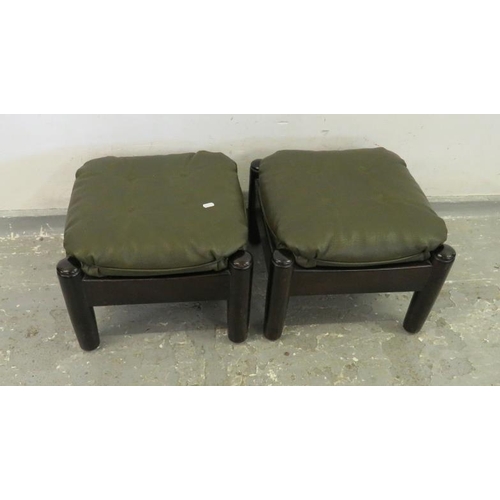 6 - Pair Green Leatherette Covered Footstools approx. 40cm x 40cm x 33cm (A1)