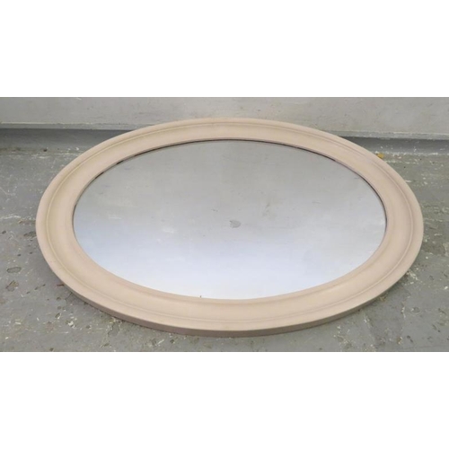 51 - Cream Painted Oval Mirror approx. 104cm L (A12)