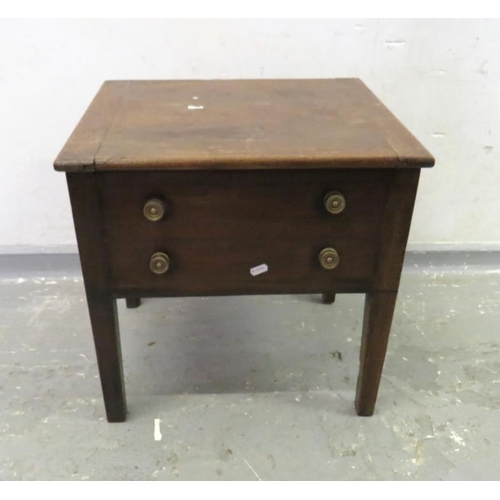 114 - 2 Dummy Drawer Side Table with lift up lid on square supports approx. 48cm H x 48cm W x 45cm D (A1)