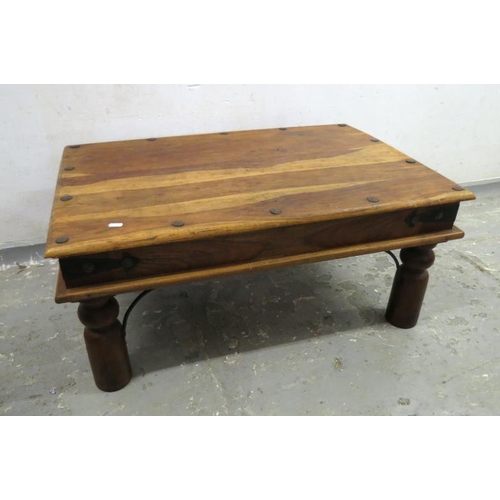 37 - Indian Wood Coffee Table approx. 90cm L x 61cm W x 40cm H (A3)