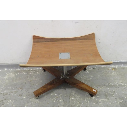 13A - Unusual Cruciform Stool with central column, scooped shape seat, squab holder (no seat), rosewood ve... 