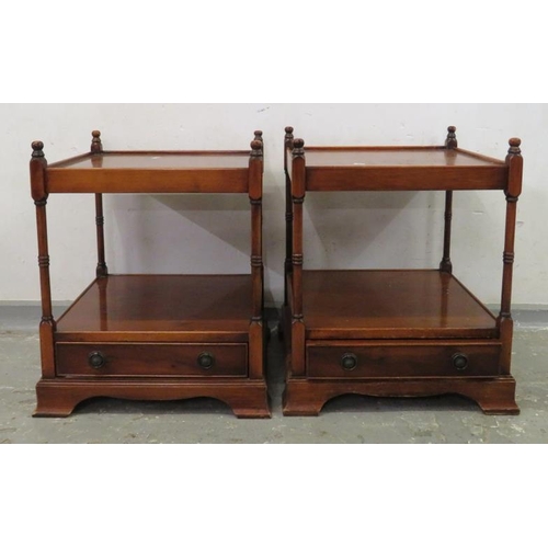9 - Pair Reproduction Lamp Tables with lower drawer on Bracket supports (2) H:57.5xW:45.5xD:45.5 (A8)