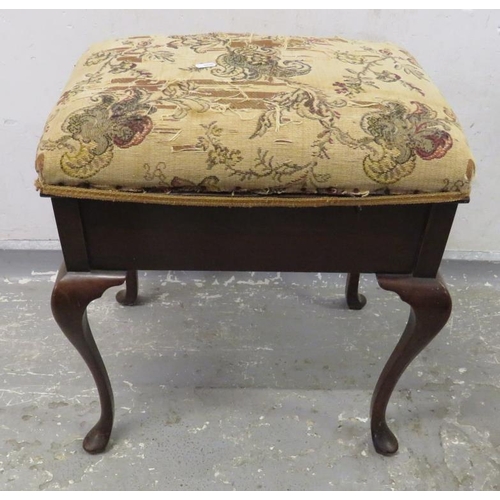137 - Dressing Table Stool with overstuffed seat on cabriole supports (A9)