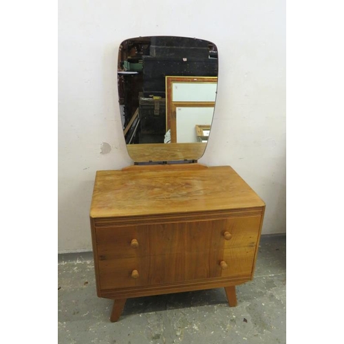 4 - 2 Drawer Retro Dressing Table with mirror over on splayed supports (A5)