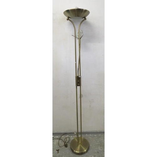 87 - Lacquered Metal Uplighter with adjustable reading lamp on disc base, UNTESTED (FWR)