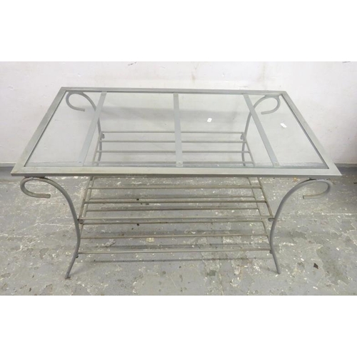 27 - Aluminium & Glass Coffee Table approx. 92cm W  x 50cm D x 55cm H with rack under A/f (A12/11)