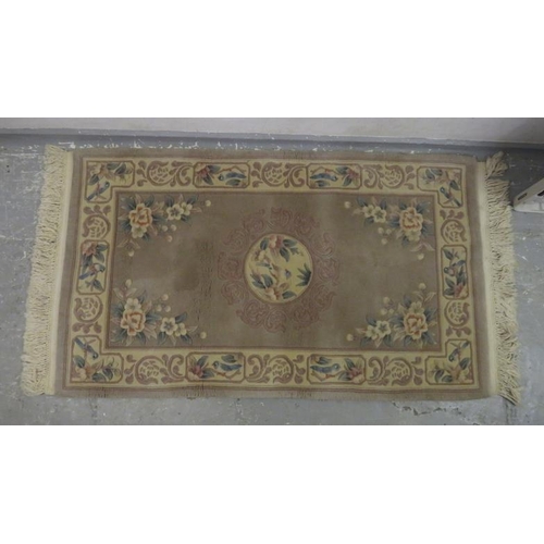 47A - Pink Chinese Rug with decoration of roses