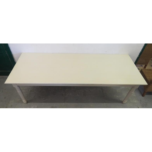 32 - White Painted Pine Table with 3 drawers approx. 91cm W x 245cm L (A7)