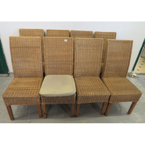 33 - Set of 8 High Backed Wicker Chairs with wooden supports (A6/7)