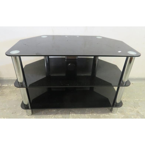 45 - Black Glass 3 Tier Television Stand (FWL