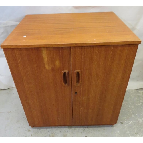 58 - Dynatron Retro Teak 2 Door Record Storage Cabinet approx. 52cm x 42cm x 60cm