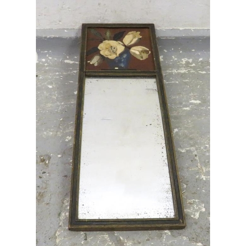 59 - Small Rectangular Mirror with painted panel over, still life flowers approx. 48cm x 17cm (A5)