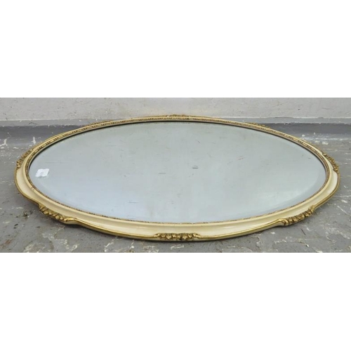 73 - Oval Cream & Gilt Bevel Edged Wall Mirror approx. 74cm L (A1)