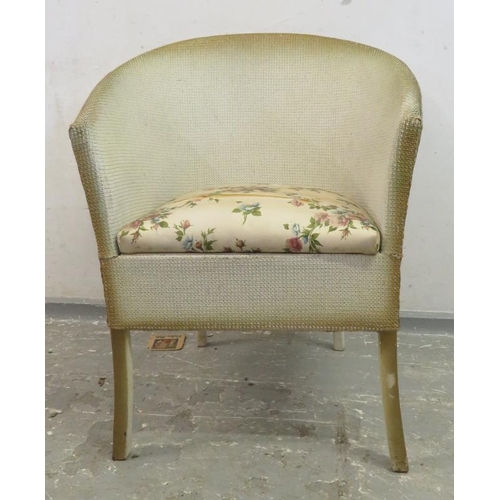 75 - Lloyd Loom Style Chair, white with floral lid (A2/3B)