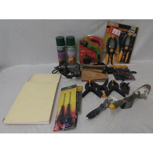 Tools incl. Workzone Long Nose Ratchet Spring Clamp set, drill master