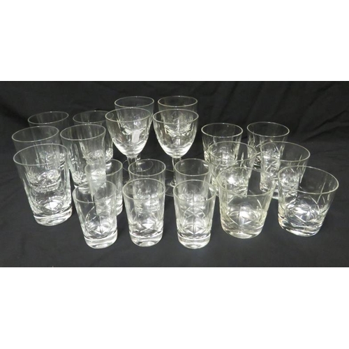 Cut Crystal Glasses incl. 4 wine glasses with matching set of 6 short