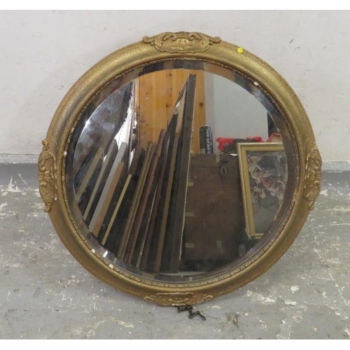 218 - Gold Painted Circular Bevel Glass Wall Mirror with easel strut approx. 45cm dia. (A9)