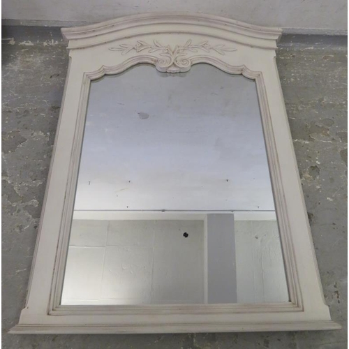 35 - Grey Painted Curved Topped Wall Mirror approx. 101cm H x 76cm W with leaf & berry design to centre (... 